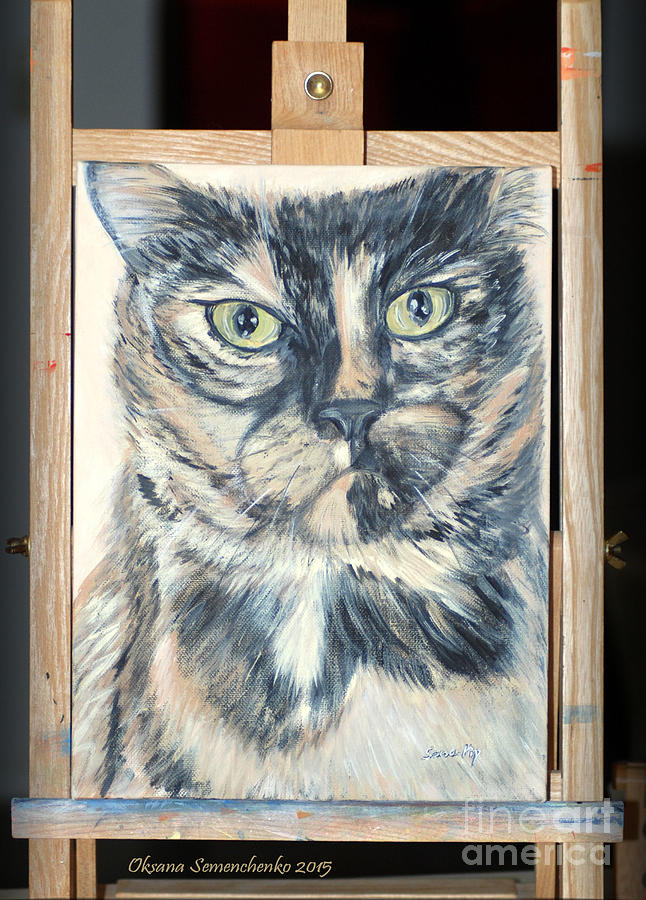 I am Pearl, the cutest cat... Hello Pearl Collection 2015 #2 Painting by Oksana Semenchenko