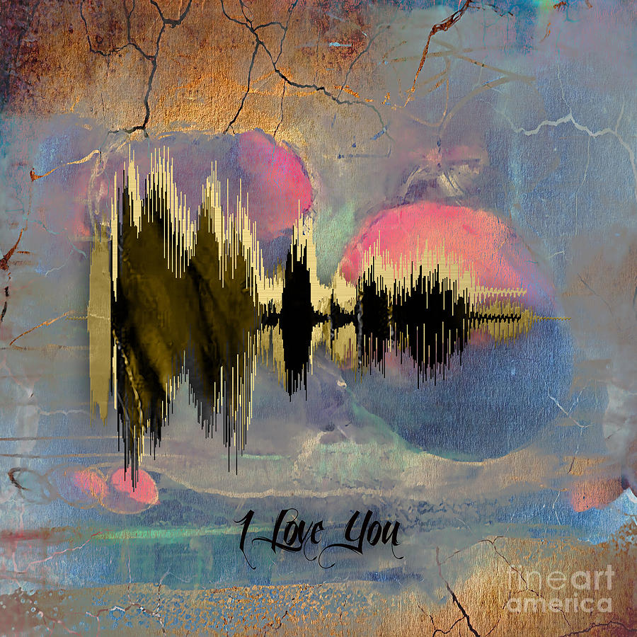 Music Mixed Media - I Love You Sound Wave #3 by Marvin Blaine