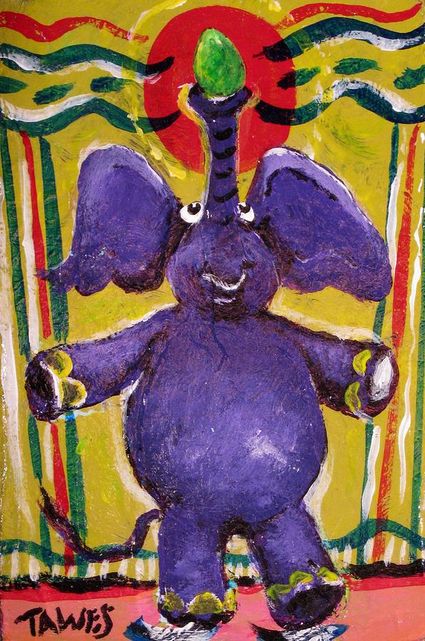 Elephant Painting - I Used to Work for Peanuts by Dennis Tawes