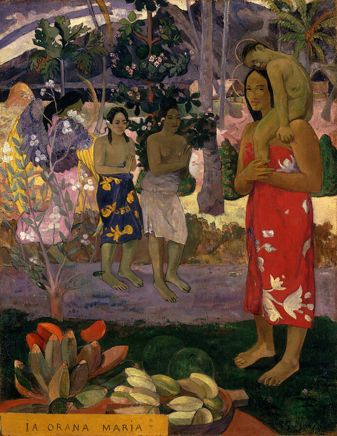 Paul Gauguin Painting - Ia Orana Maria Hail Mary, from 1891 by Paul Gauguin