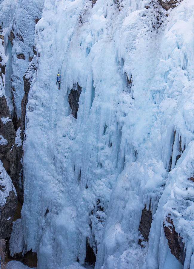 Ice Climber Climbs Pick O Vic Which Is Rated Wi4 In Ouray Co Photograph