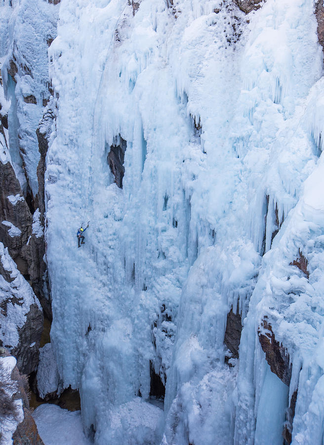 Ice Climber On Pick O Vic Which Is Rated Wi4 In Ouray Co Photograph
