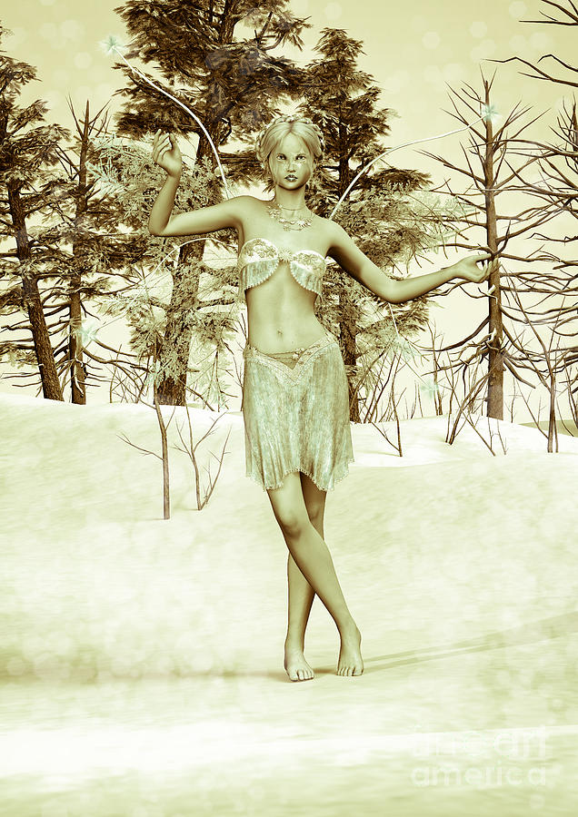 Vintage Digital Art - Ice Fairy #1 by Design Windmill