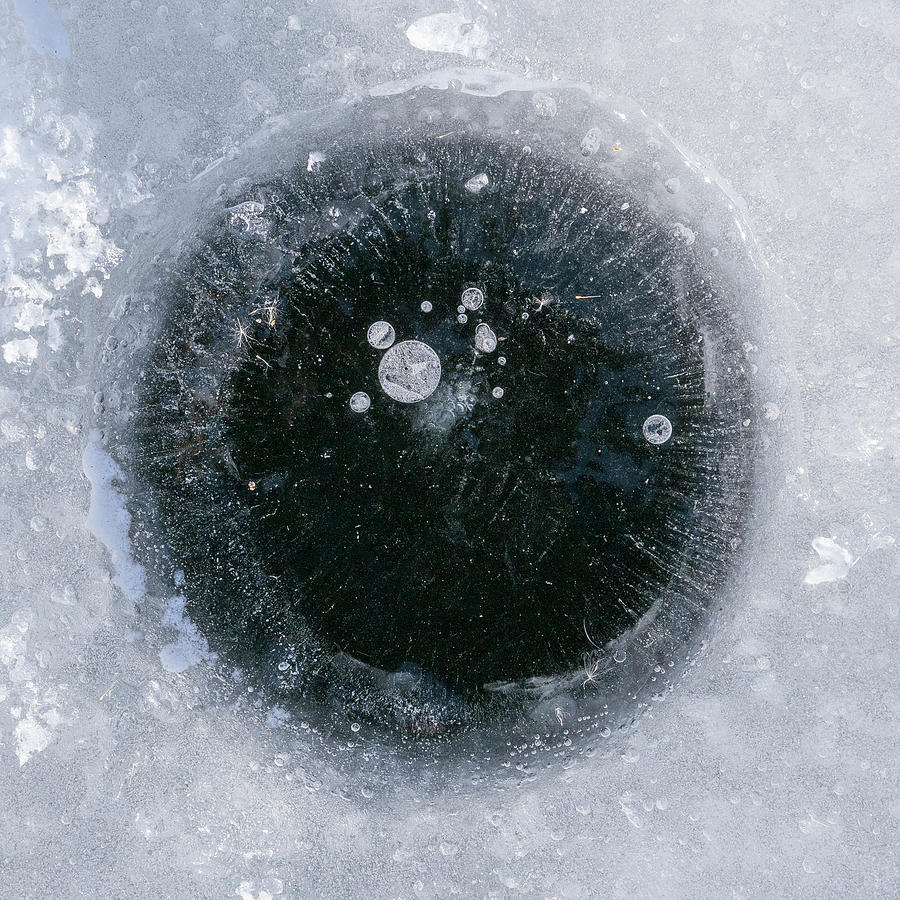 Ice fishing hole.