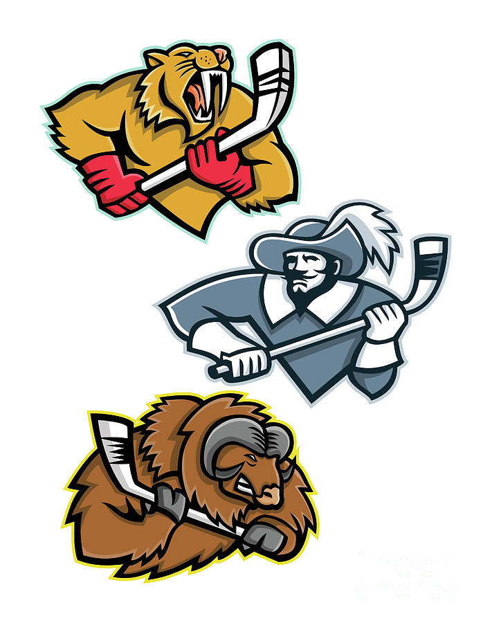 Ice Hockey Sports Mascot Collection Digital Art by Aloysius Patrimonio ...