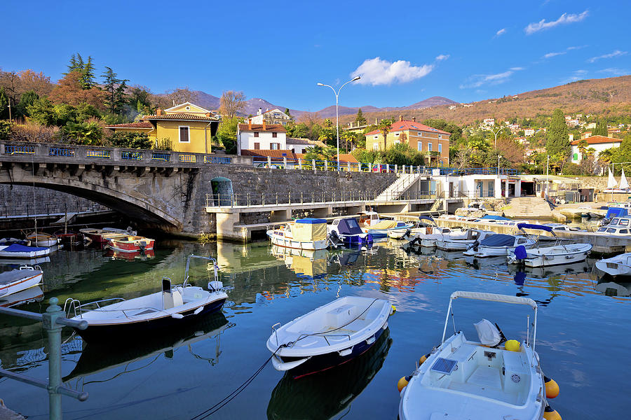 Icici village waterfront and harbor in Opatija riviera #1 Photograph by Brch Photography