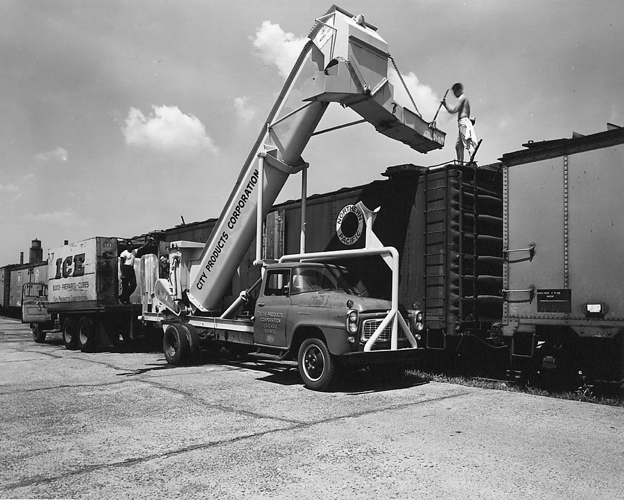 Chicago Photograph - Icing Reefers at Wood Street Yard - 1959 by Chicago and North Western Historical Society