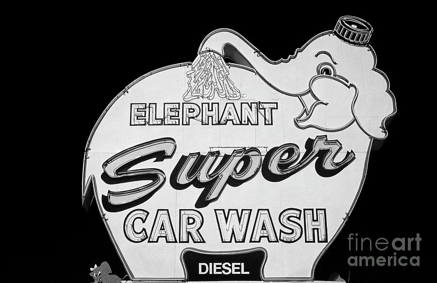 Iconic Elephant Car Wash Sign in Seattle #1 Photograph by Jim Corwin