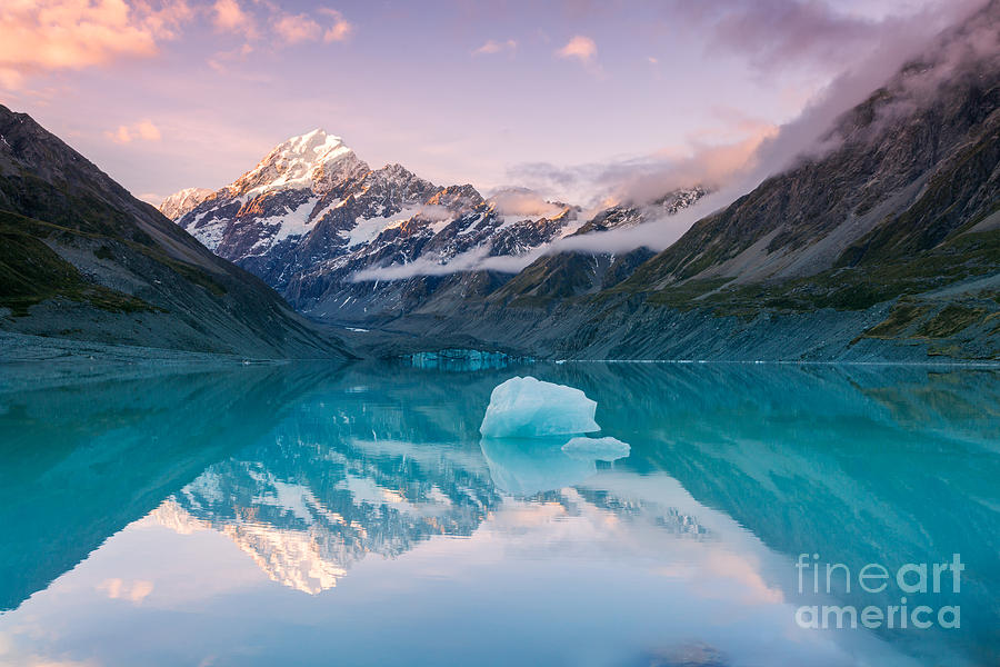 Iconic view of Mt Cook reflected in lake at sunset - New Zealand #1 Photograph by Matteo Colombo