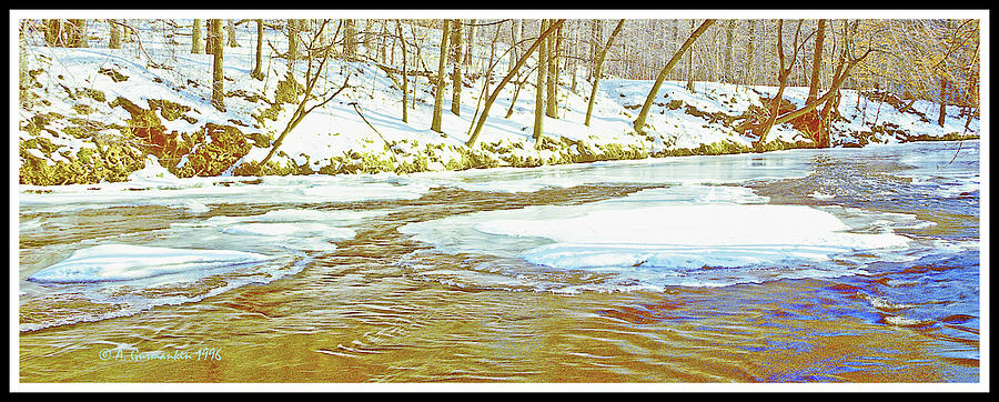 Icy Woodland Stream in Winter Digital Art #1 Photograph by A Macarthur Gurmankin