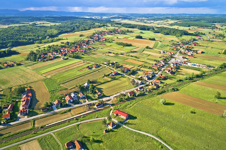 Idyllic rural Croatia village aerial view #1 Photograph by Brch Photography