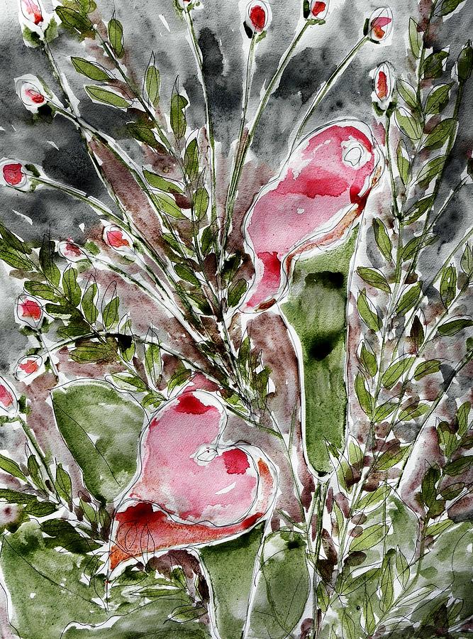 Ikebana Flowers #1 Painting by Baljit Chadha