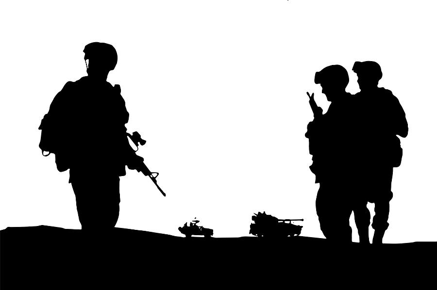 Illustration silhouette of military army personnel Photograph by ...