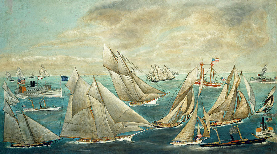 Imaginary Regatta of Americas Cup Winners #1 Painting by American 19th Century