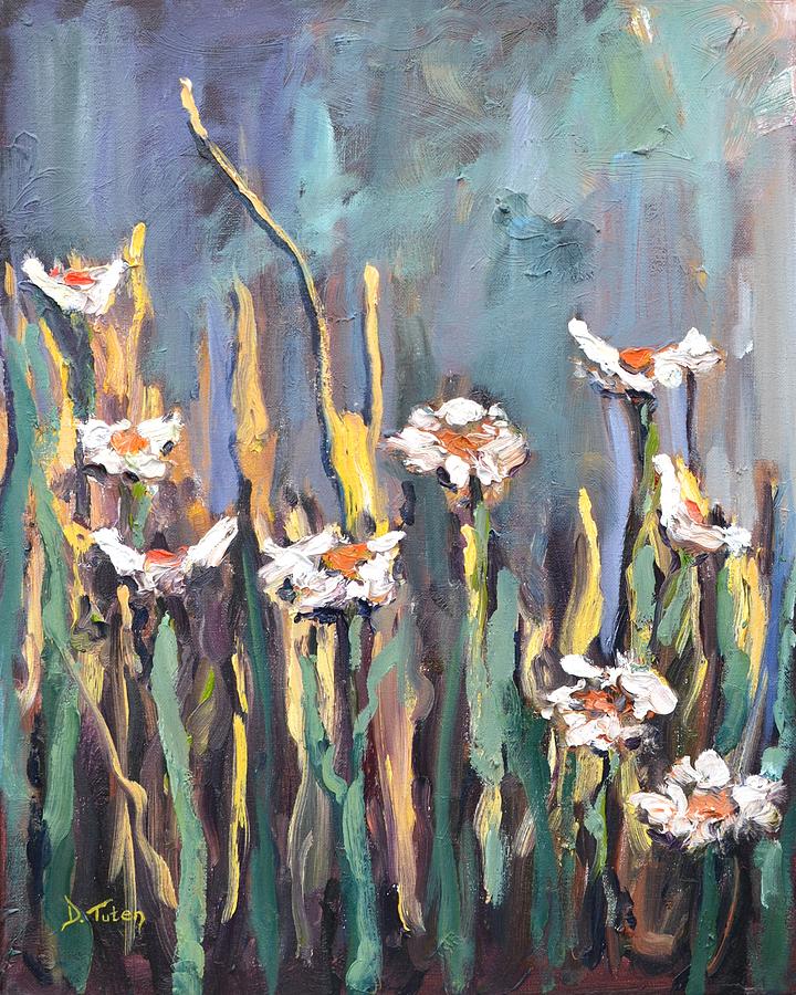 Impasto Daisies Painting by Donna Tuten