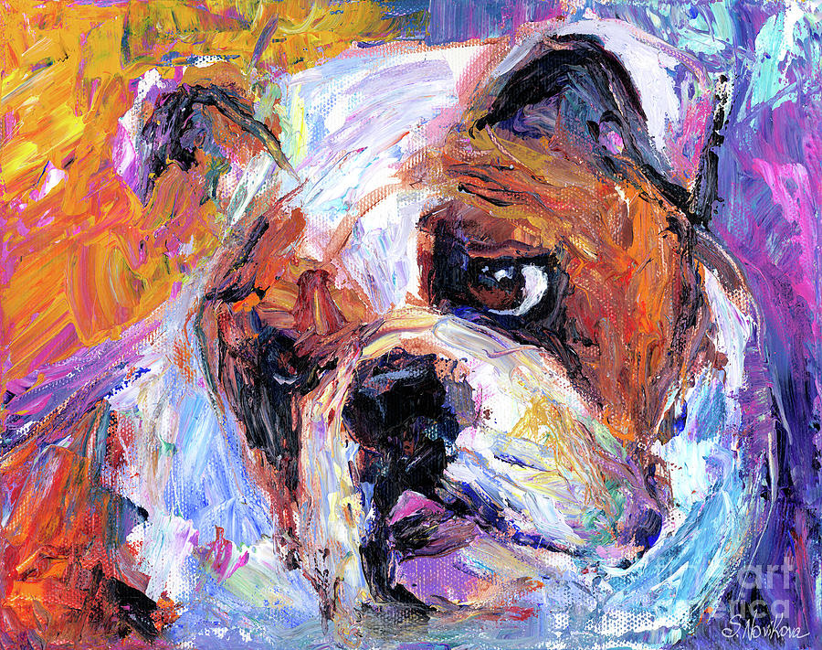 Dog Portrait Artist Painting - Impressionistic Bulldog painting  #1 by Svetlana Novikova