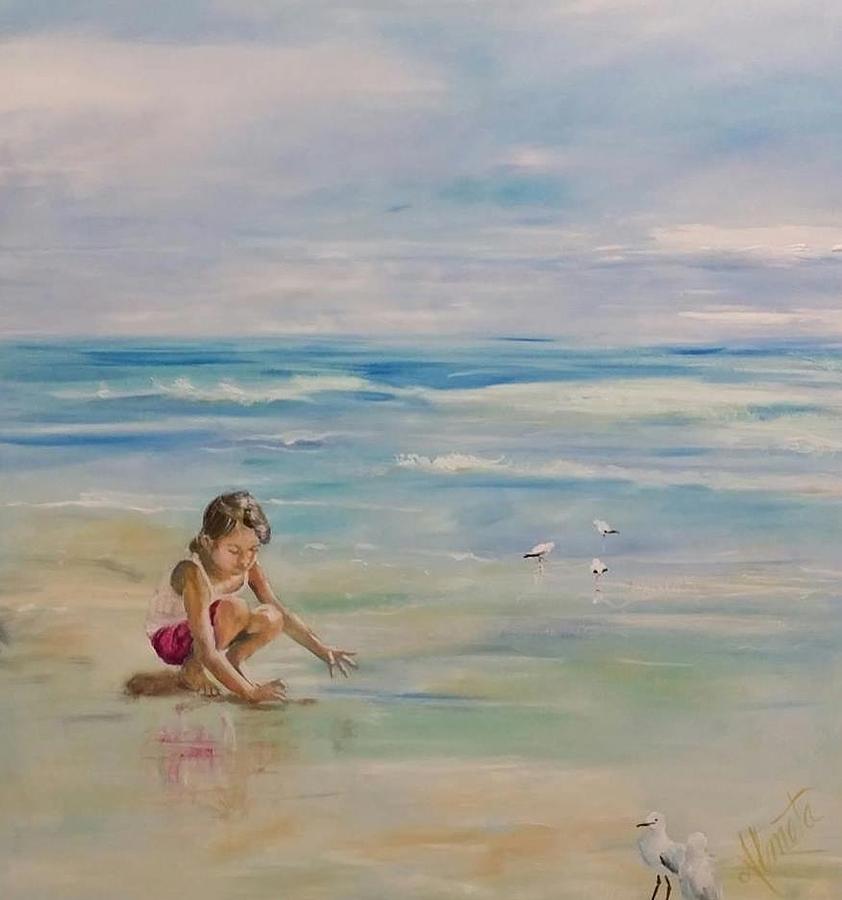Beach Painting - In a World of her Own #1 by Almeta Lennon