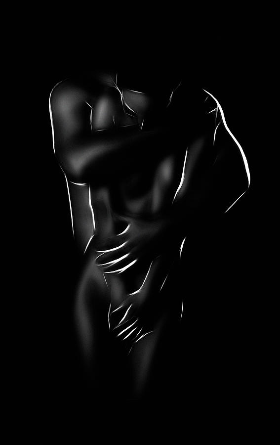 Photo of couple making love sensual abstract black and white concept