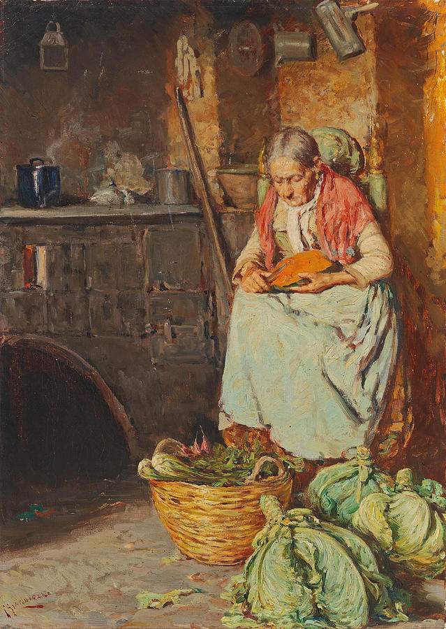 In the Kitchen #2 Painting by Giuseppe Giardiello