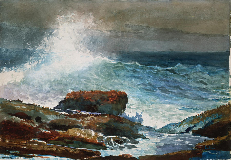 Incoming Tide. Scarboro. Maine Drawing by Winslow Homer
