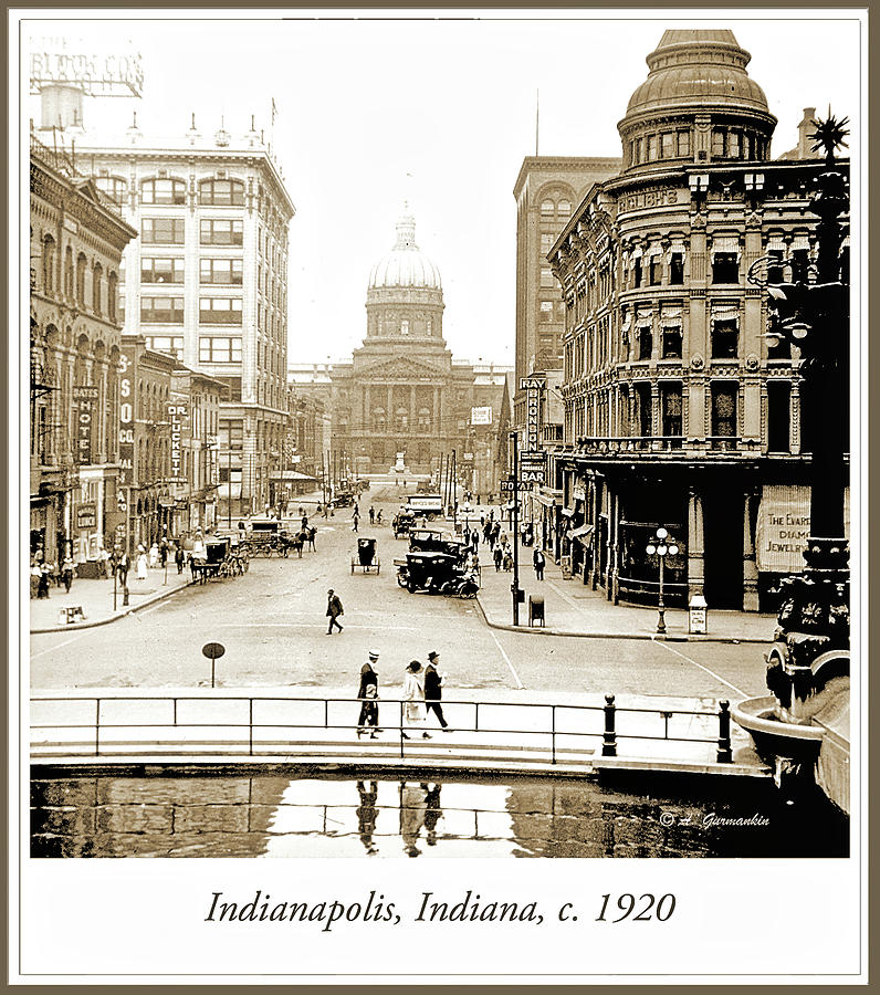 Indianapolis, Indiana, Downtown Area, c. 1920, Vintage Photograp #1 Photograph by A Macarthur Gurmankin