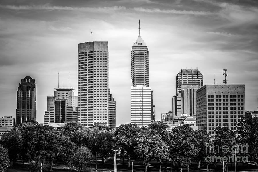 Indianapolis Skyline Black and White Picture #1 Photograph by Paul Velgos
