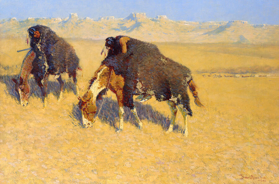 Indians Simulating Buffalo, from 1908 Painting by Frederic Remington