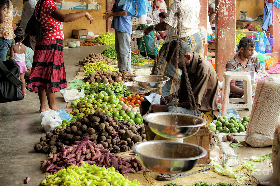 Vegetable Photograph - Indoor market in Sri Lanka #2 by Patricia Hofmeester