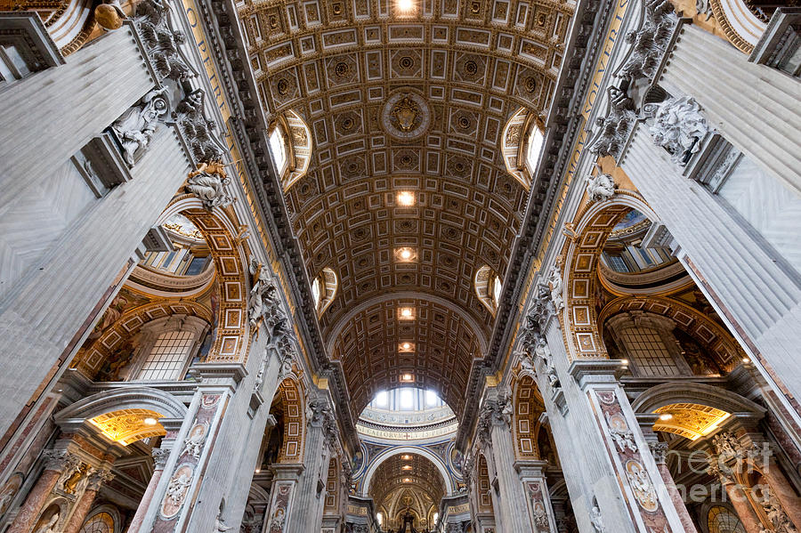 Inside of St. Peter Basilica in Vatican City #1 Photograph by Michal Bednarek