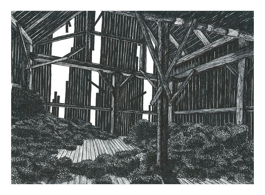 Inside the Barn #2 Drawing by Jonathan Baldock