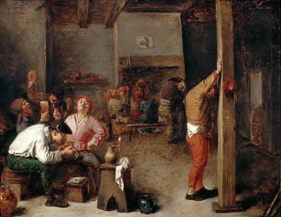 Interior of a Tavern #3 Painting by Adriaen Brouwer