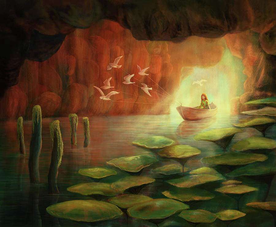 Fantasy Digital Art - Into the Cave by Catherine Swenson