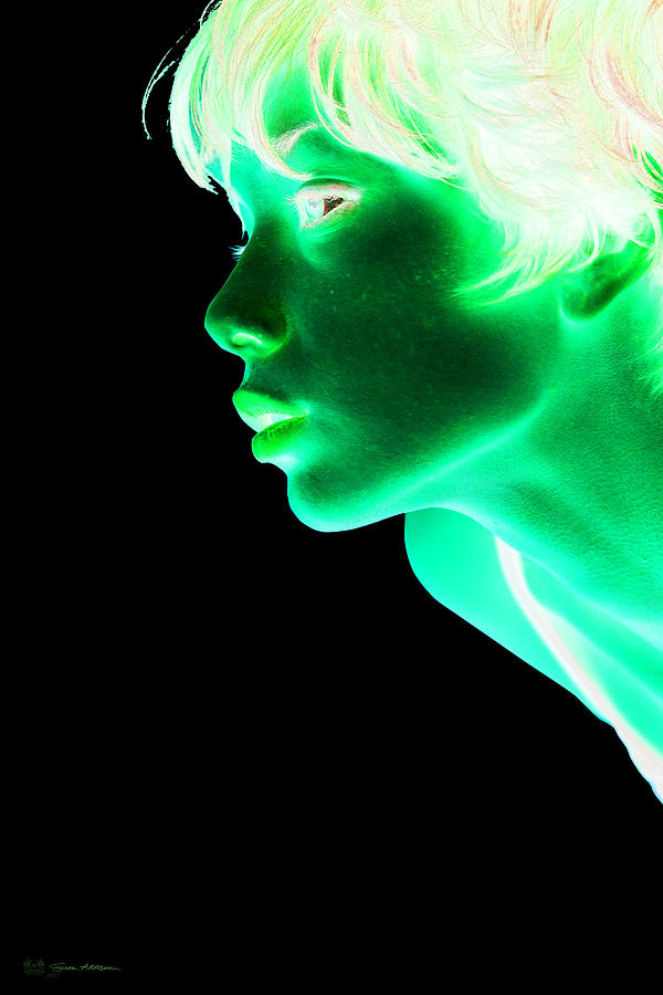 Girl Photograph - Inverted Realities - Green by Serge Averbukh Girl Photograph - Inverted Realities - Green by Serge Averbukh