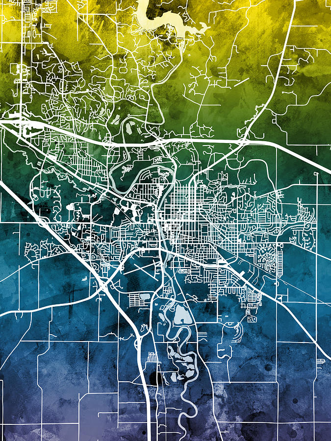 Iowa City Digital Art - Iowa City Map #1 by Michael Tompsett