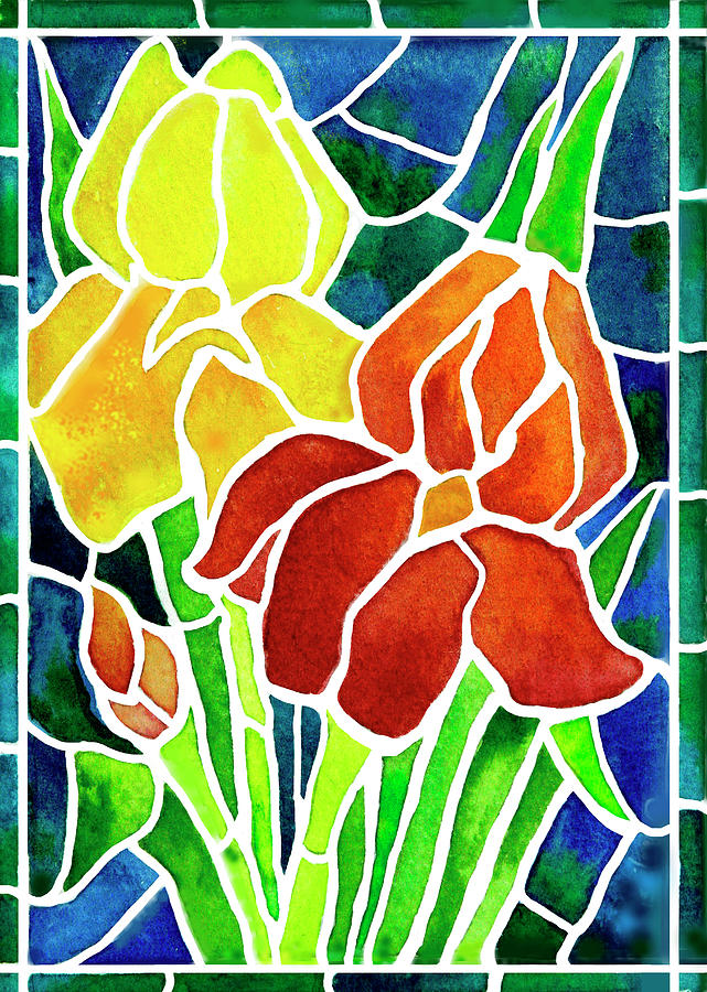 Summer Painting - Irises in Stained Glass  by Janis Grau