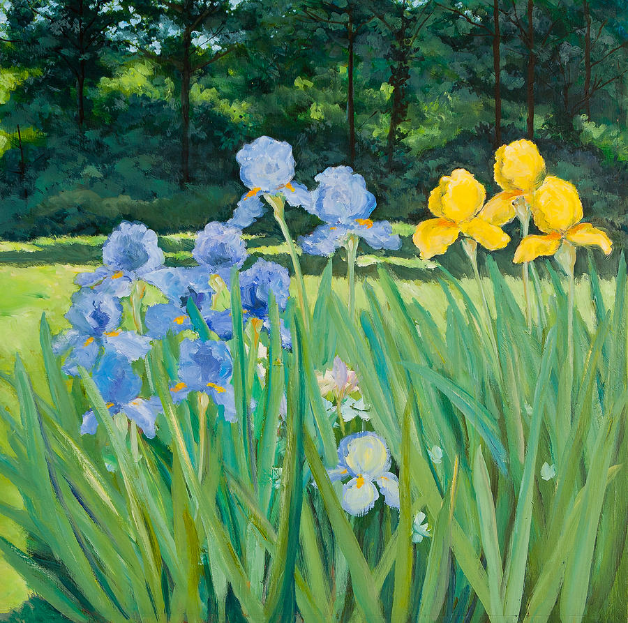 Flower Painting - Irises In The Garden #1 by Betty McGlamery