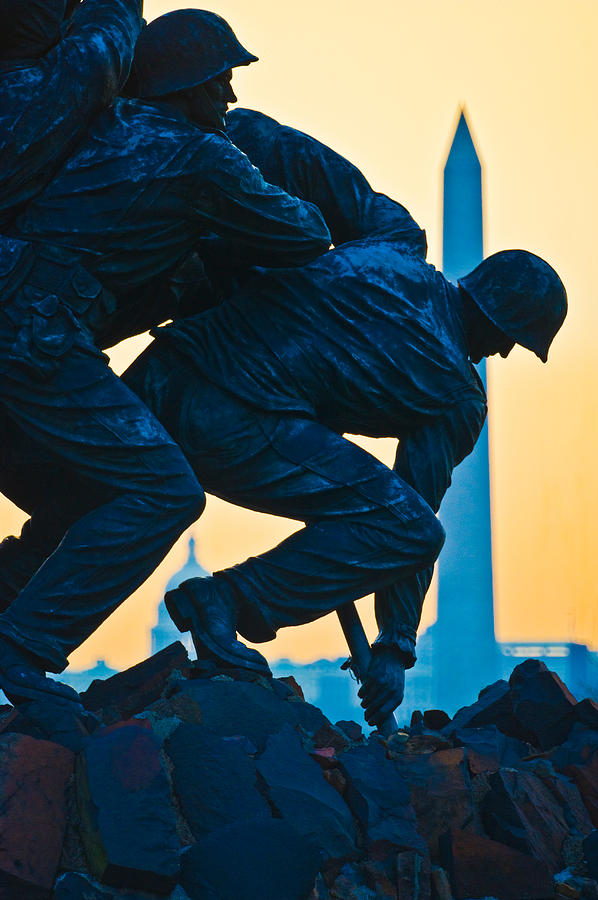 Capitol Building Photograph - Iwo Jima Memorial At Dusk #1 by Panoramic Images