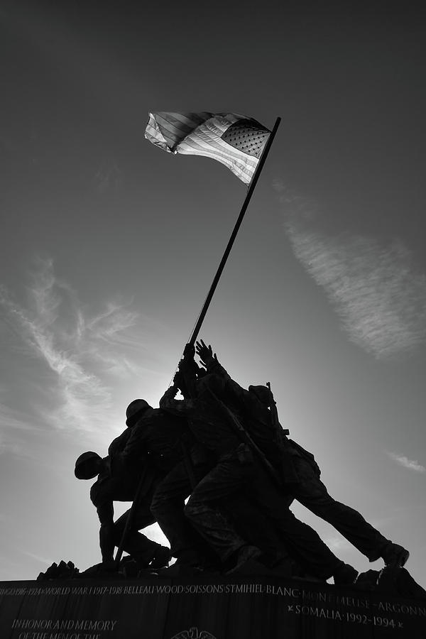 Black And White Photograph - Iwo Jima Memorial #1 by Cindy Archbell