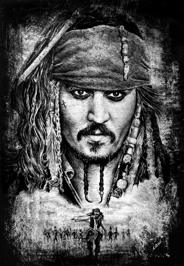 Pirates Of The Caribbean Drawing - Jack Sparrow #1 by Andrew Read