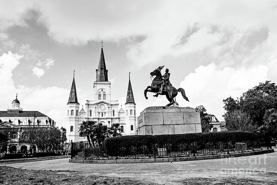 Jackson Square New Orleans - BW Photograph by Scott Pellegrin