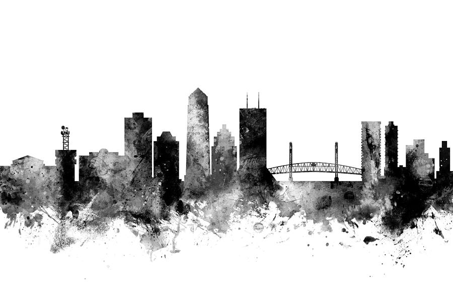 Jacksonville Digital Art - Jacksonville Florida Skyline #1 by Michael Tompsett