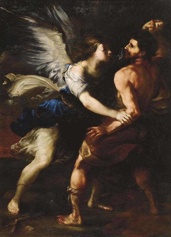 Luca Giordano Painting - Jacob wrestling with the Angel #1 by Luca Giordano