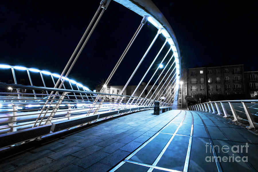 Sunset Photograph - James Joyce Bridge at Night Dublin 2 #1 by Alex Art