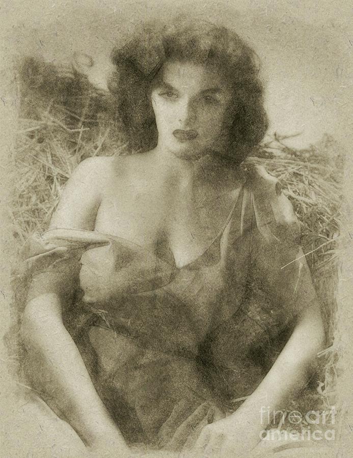 Chitty Drawing - Jane Russell Hollywood Actress #1 by Esoterica Art Agency