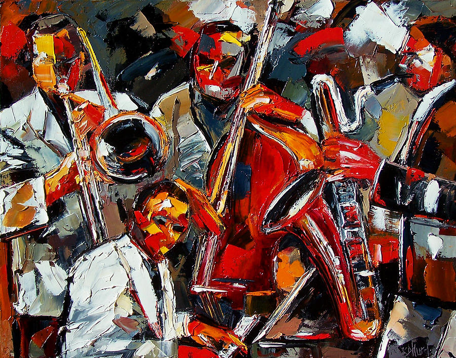 Jazz Brothers #1 Painting by Debra Hurd