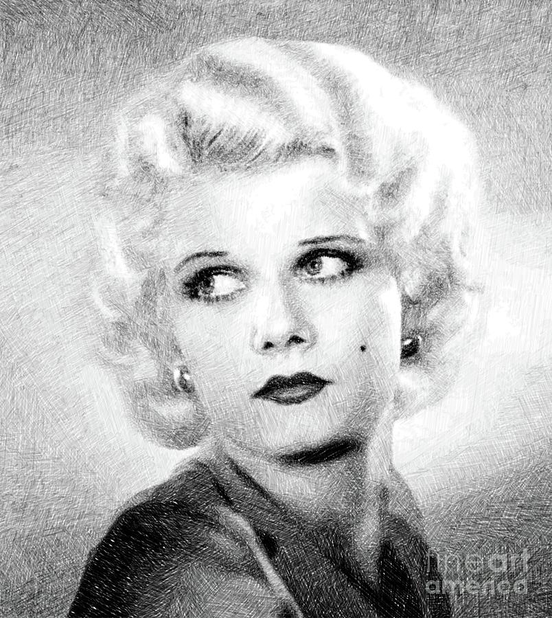 Hollywood Drawing - Jean Harlow by John Springfield #1 by Esoterica Art Agency