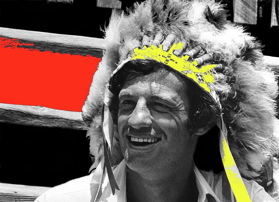 Jean Paul Belmondo In Phony Native American Headdress #2 Photograph by David Lee Guss