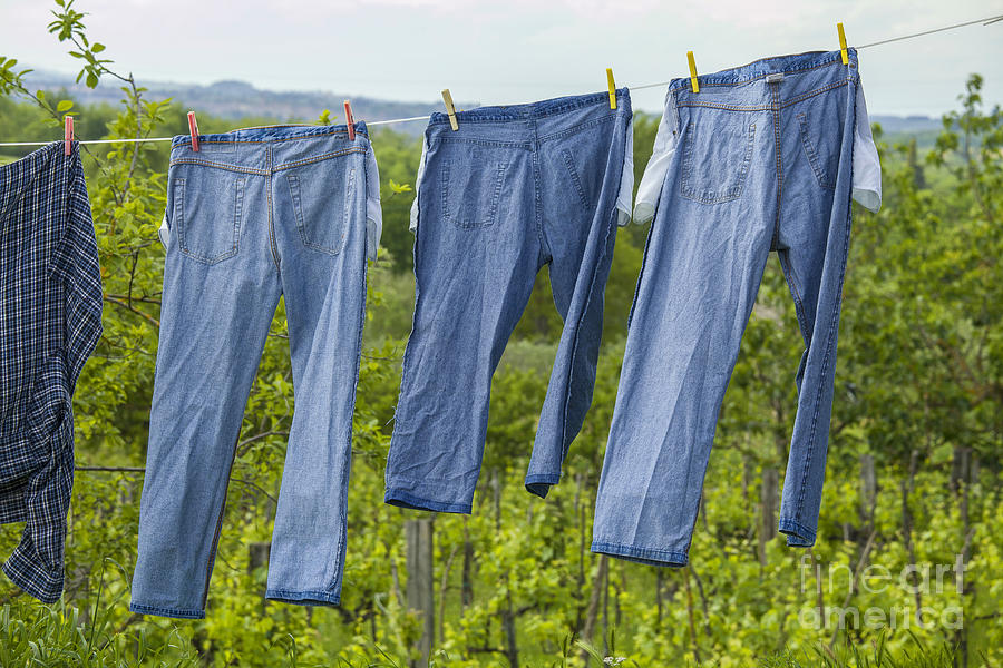 Jeans drying on a line Photograph by Patricia Hofmeester - Fine Art America