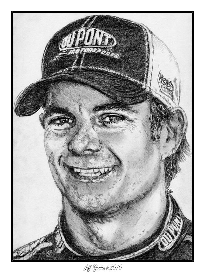 Rookie Of The Year Movie Drawing - Jeff Gordon in 2010 #1 by J McCombie