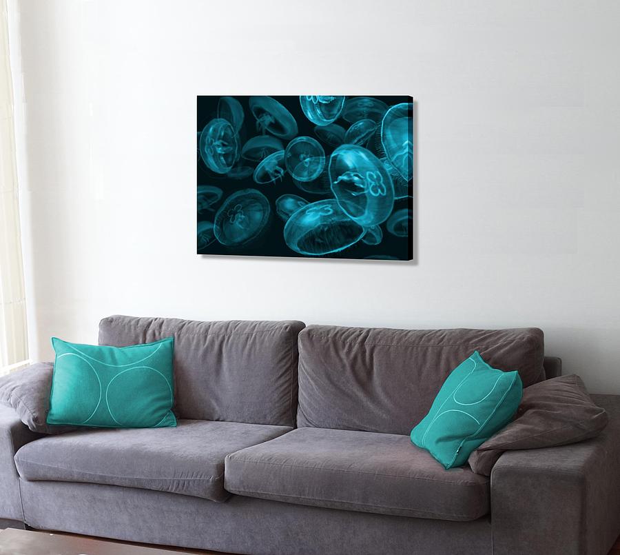 Jellyfish Blue on the wall #1 Digital Art by Stephen Jorgensen